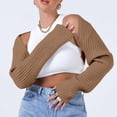 thumbnail image 5 of Odeerbi Sexy Cropped Cardigan Sweaters For Women Winter Solid Color Shrug Sweater Super Soft 2024 Long Sleeve Short Sweater Jacket Khaki, 5 of 9