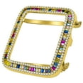 thumbnail image 2 of Rainbow Multi Gold Finish Apple Watch Series # 4 Custom Bezel Baguette/Round Cut Simulated Diamond 44mm Insert Face Cover Case, 2 of 2