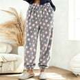 thumbnail image 2 of Women's Fleece Pajama Pants Star Print Elastic Waist Cuffed Ankle Loose Fit Soft Warm Cozy Casual Fall Winter Everyday Lounge Sleep Trousers Gray, 2 of 8