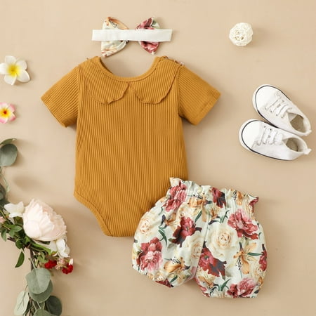 

TOWED22 Summer Outfits For Baby Girls Toddler Toddler Baby Boy Short Sleeve Cartoon T-Shirt Top + Cotton Shorts Pants Summer Outfit Yellow