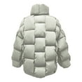 thumbnail image 3 of Womens Puffer Jacket 3D Woven Stand Collar Zip Up Long Sleeve Puffy Quilted Jackets Oversized Solid Thick Warm Streetwear Down Coat Winter Fashion Outerwear 2025, 3 of 3
