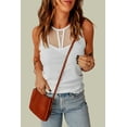 thumbnail image 4 of Women's White Strappy Mesh Splicing Ribbed Tank Top, 4 of 6