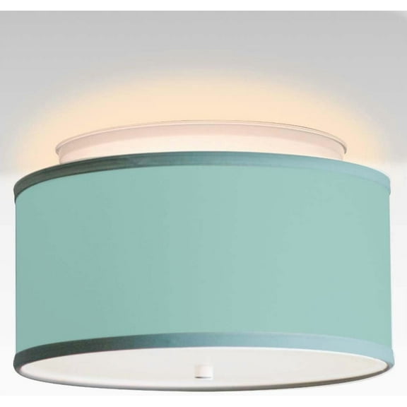 Moderne Flush Mount Conversion Kit 14"w Island Paridise Blue Drum Lampshade