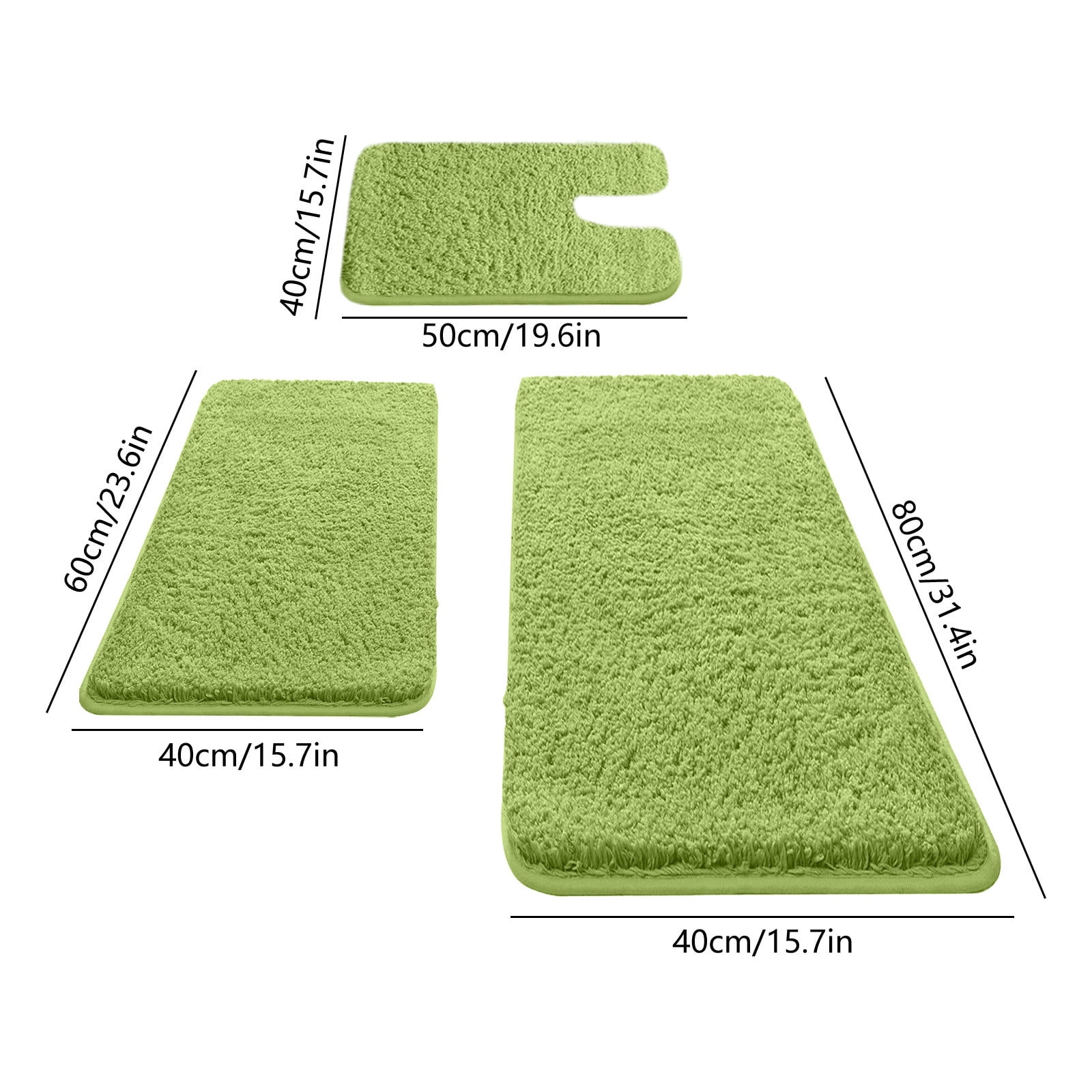 Light Luxury 3Pcs Bathroom Rugs,Super Absorbent and Soft Microfiber Shaggy Bath Mat,Non Slip Washable Bathroom Runner Rug Soft Thick Absorbent Bath Mat for Shower,Shaggy Plush Large Bath Rug