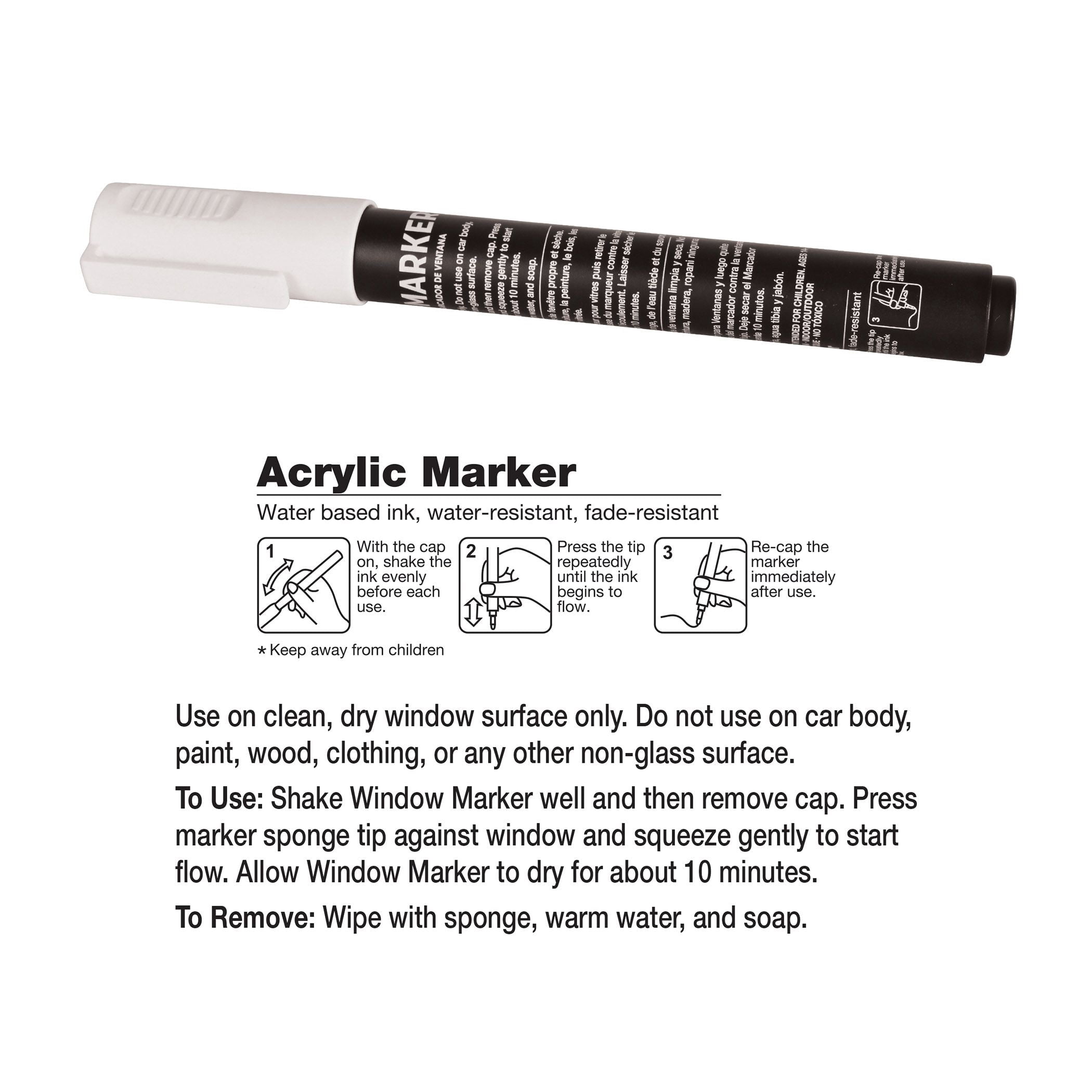 24 Pack Bulk Washable White Window Marker Indoor & Outdoor Use