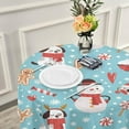 thumbnail image 6 of Coolnut Christmas Snowman Round Tablecloth 60", Waterproof Stain and Wrinkle Resistant Washable Decorative Table Covers for Kitchen Dining Tabletop Party Outdoor Picnic Christmas Decor, 6 of 7