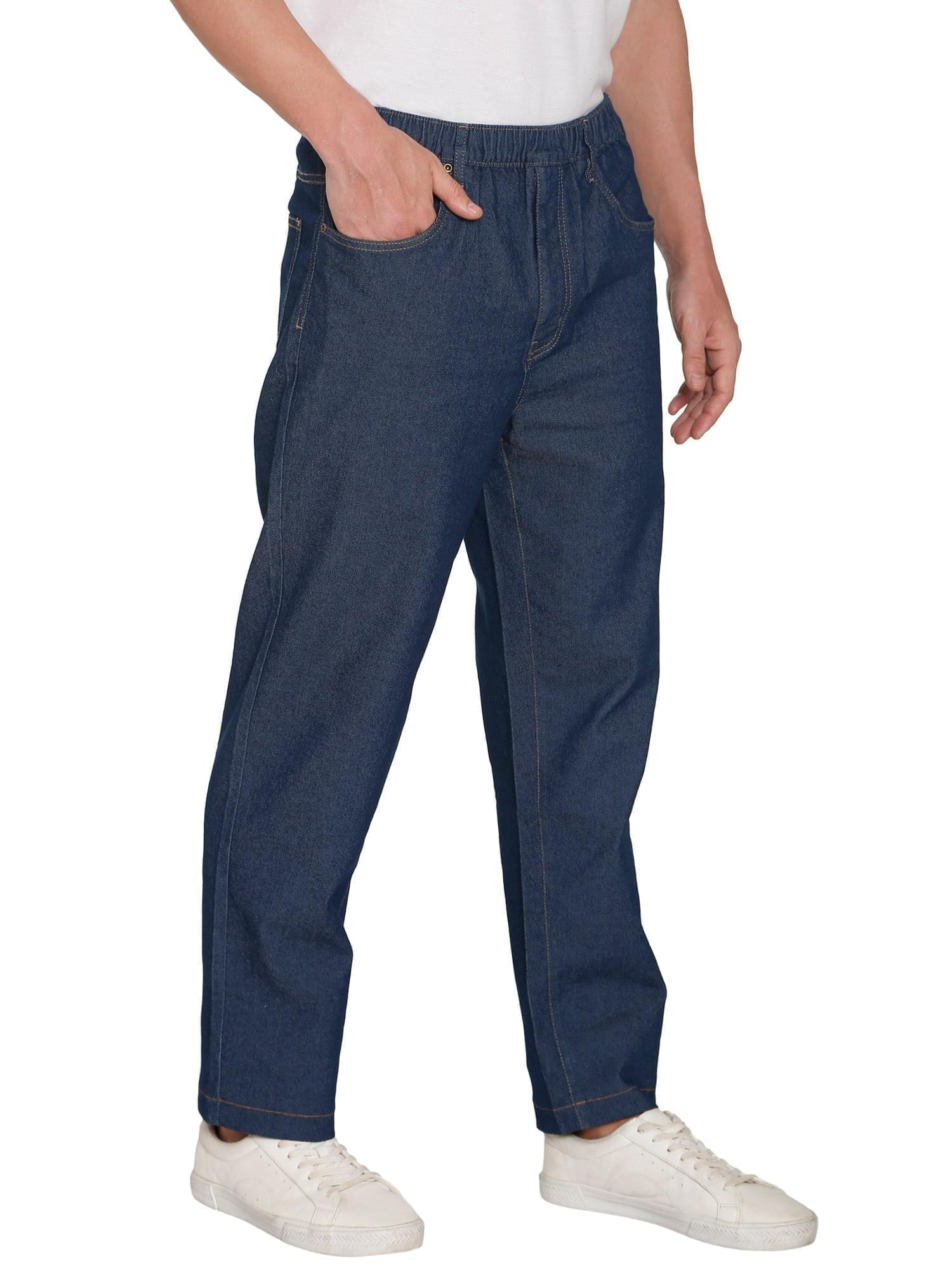 Turtle Bay New York Men's Casual Elastic Waist Denim Pull on Jeans