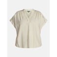 thumbnail image 5 of Terra & Sky Women's Plus Short Sleeve Popover Blouse, Sizes 0X-5X, 5 of 5