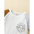 thumbnail image 5 of Toddler Baby Girls Boys Summer Clothes Outfit Sun Printed Set Short Sleeve Crewneck T-Shirt Patchwork Shorts Set 9M 12M 24M 3Y 4Y, 5 of 10