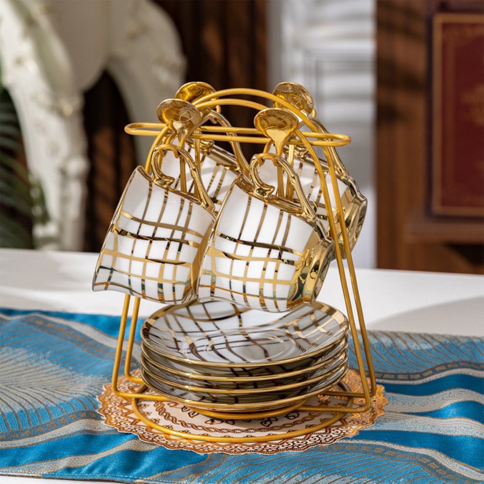 SLLINGLUO 20 Pieces Vintage Rose Porcelain Tea Cup Sets, Ceramic