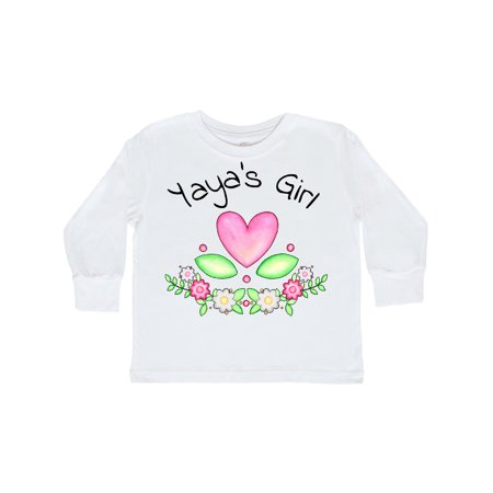 

Inktastic Yaya s Girl- heart flowers Gift Toddler Toddler Girl Long Sleeve T-Shirt