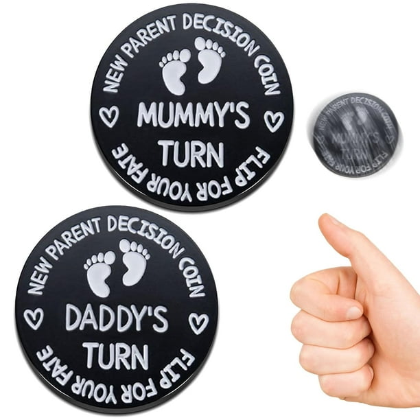 Divertido regalo para bebé, moneda de decisión para nuevos padres, regalos de embarazo, regalos para nuevos papás y mamás, regalos para nuevos padres para parejas, regalo de Navidad de Acción de Graci
