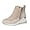 Beige, variant on Women's Chunky Platform High - Heel Wedge Sneakers - Fashionable, Breathable & Lightweight. Air - Cushioned Casual White Canvas Sneakers with Side Zipper for Comfortable Walking