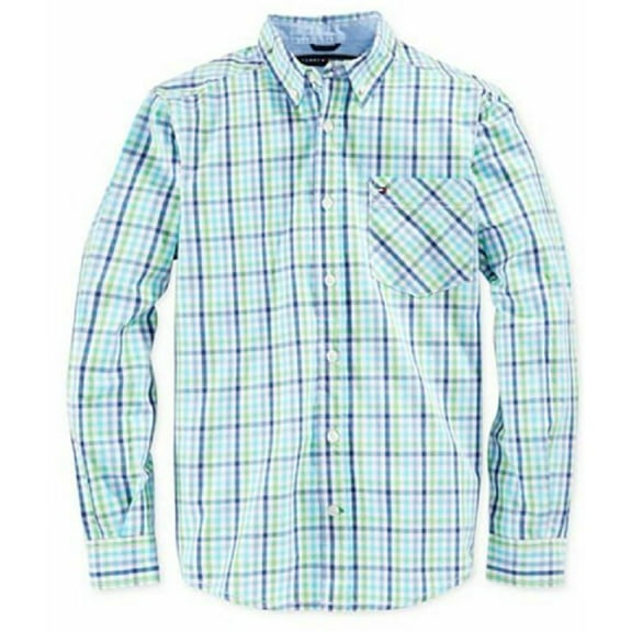 Tommy Hilfiger Little Boys' Chip Plaid Shirt, Green, Size 2T