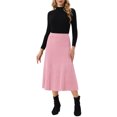 thumbnail image 2 of INSPIRE CHIC Women's Ribbed Knit A-Line Skirts Elastic High Waist Stretchy Sweater Midi Skirt L Pink, 2 of 5