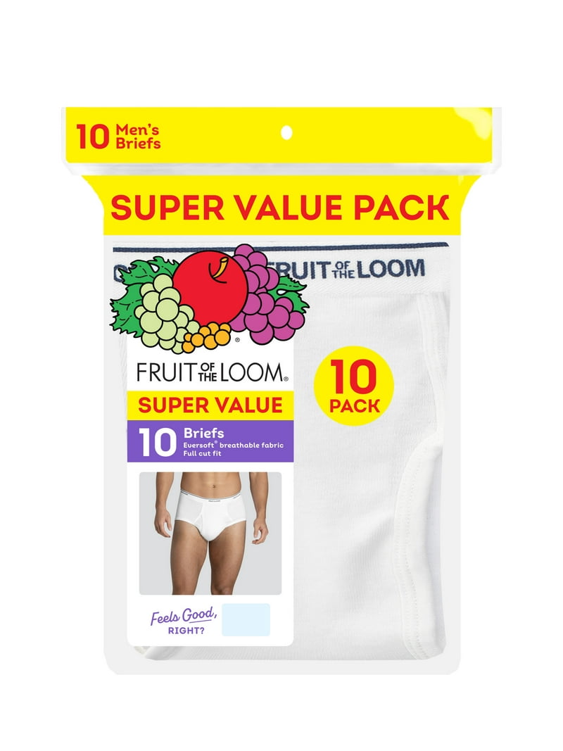 Fruit of the Loom Men's Cotton White Briefs, 10-Pack - Walmart.com