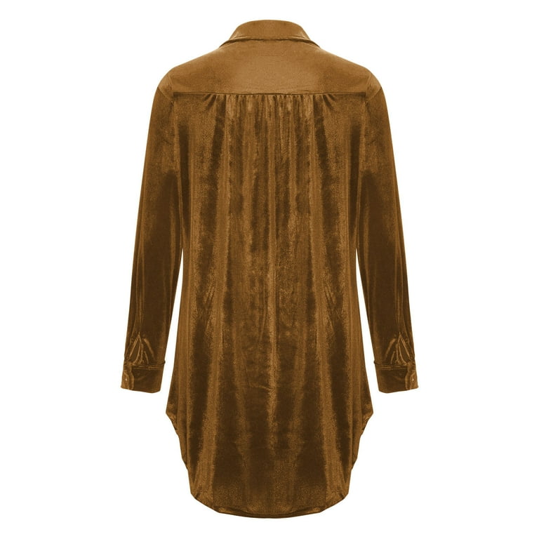 JGGSPWM Women Velour Long Shirt Hip Length Long Sleeve