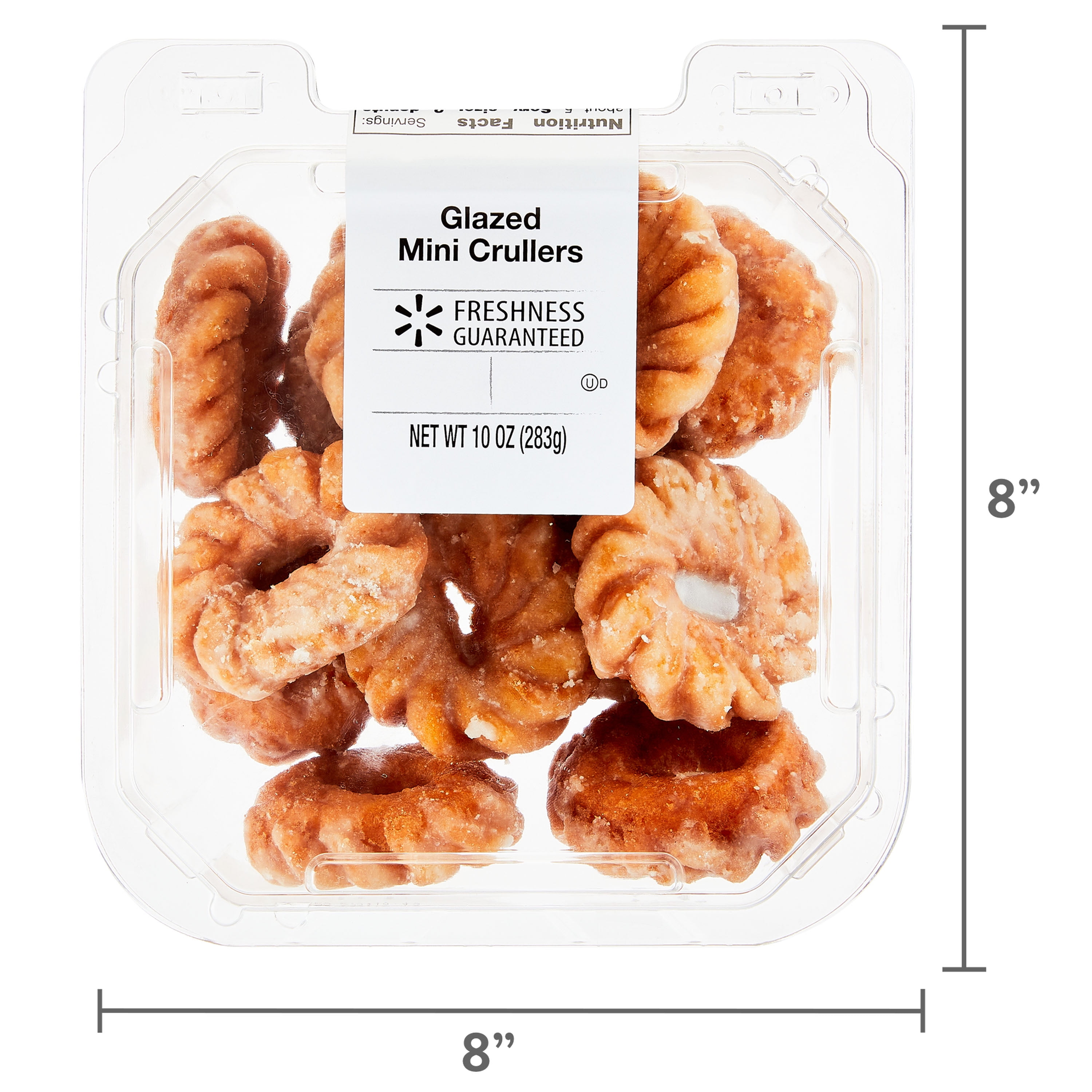 Freshness Guaranteed Glazed Mini Crullers, 10 oz Clamshell, 10 Count (Shelf-Stable)