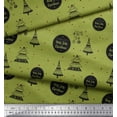 thumbnail image 3 of Soimoi Green polyester Crepe Fabric Text & Tree Christmas Decor Fabric Printed Yard 52 Inch Wide, 3 of 3