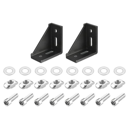 

2Sets 4080 European Inside Corner Bracket Gusset Kits 77x77x40mm - Black
