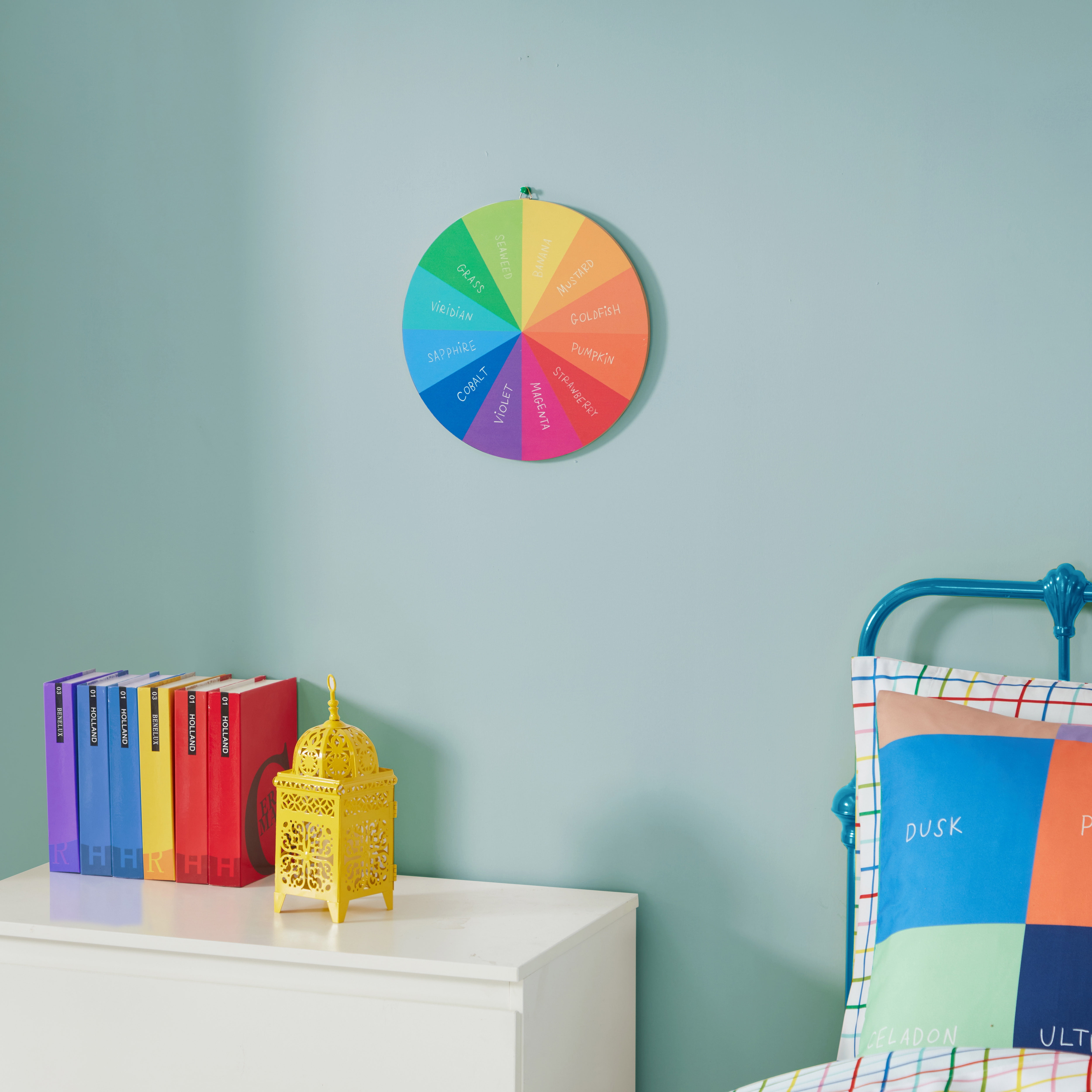 Smarts & Crafts Home Kids Faux Wood Color wheel Wall Art, 12' Round, 1 Count