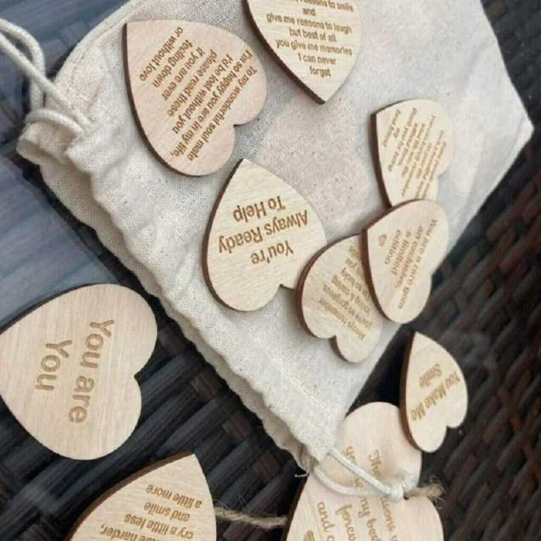 Unique Friendship Gift,Wooden Hearts in The Box with Reasons Why You're My  Best Friend,Heart Keepsake Gift for Friend,DIY Christmas New Year Gift  Ornament(Without Wooden Box) V5T0 
