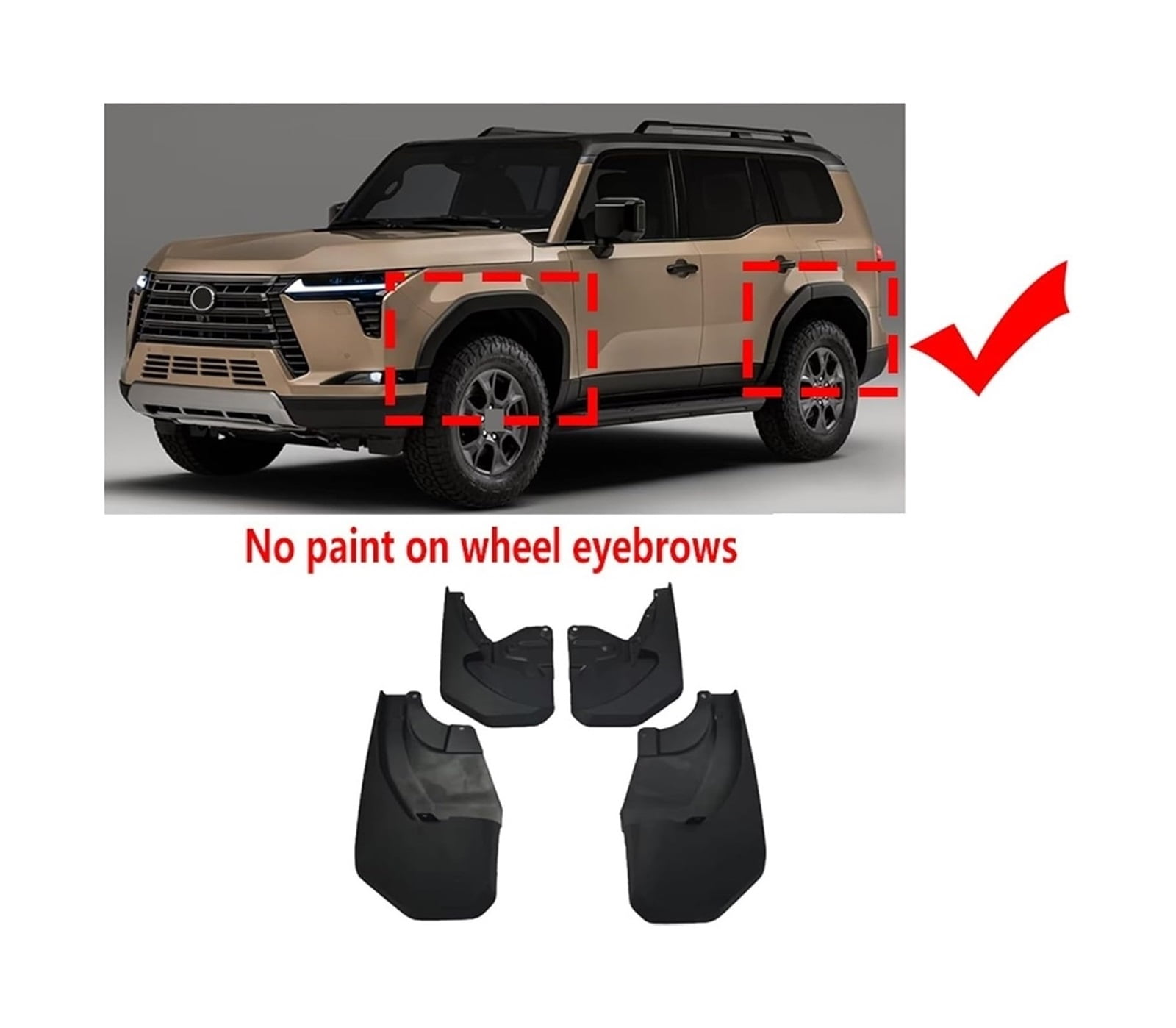 MPXBM Front Rear Mud Flaps Compatible with Lexus GX 550 J250 2024-2026 Mudguard Splash Guard FOR Fender Anti-Splash Mudflap Auto Car Accessories