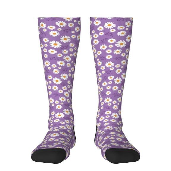 Hirioo Daisies Flowers for Adult Stockings Breathable Sock Non-Pilling,Contrasting Color Design