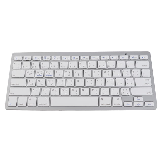 Wireless Keyboard, ,Slim and Compact Wireless Keyboard with BT Wireless 10m Range Splashing Proof Silver Adjustable Feet for IOS SmartTV OS X