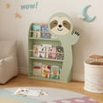 thumbnail image 6 of Noble House Sloth Kids Front-Facing Bookshelf, 3-Tier Wooden Toddler Book Display Rack, Nursery or Playroom, Sage Green, 6 of 7