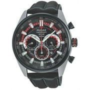 Mens On the Go Solar Chronograph - Black Dial with Red Accents - 100M