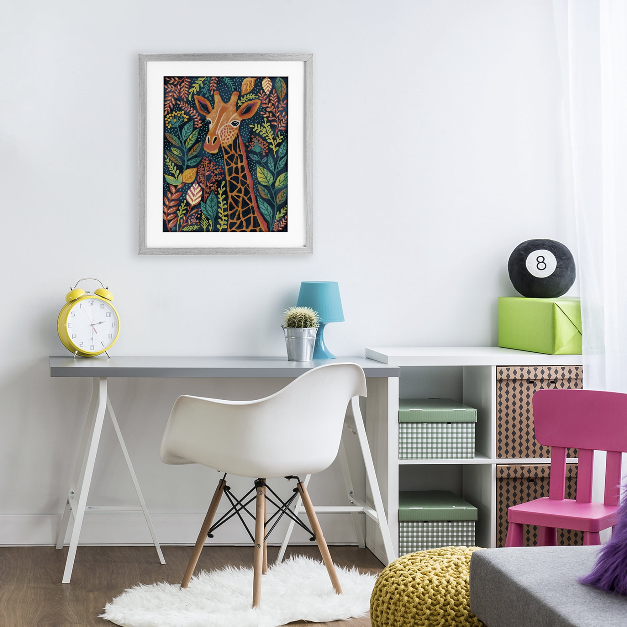 Stupell Industries Exotic Leaf Pattern Giraffe Gray Framed Print Under Glass, design by Lisa R Dumm