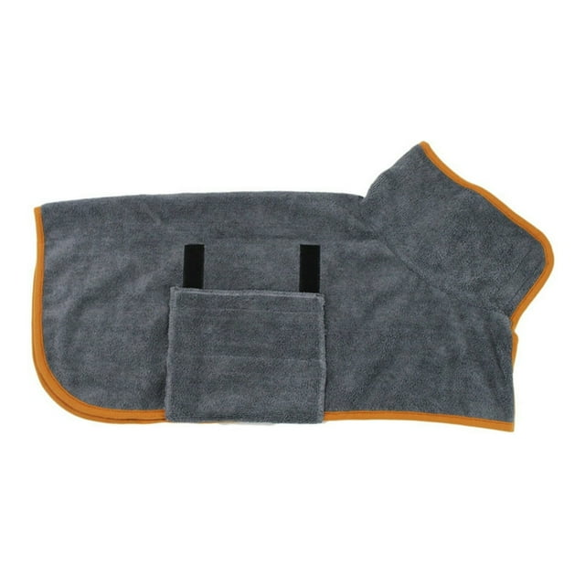 Dog Drying Coat Bathrobe Towel Microfibre Material Fast Drying Absorbent Dog Bath Robe Pet Quick Drying Moisture Absorbing With Adjustable Collar And Waist Towel