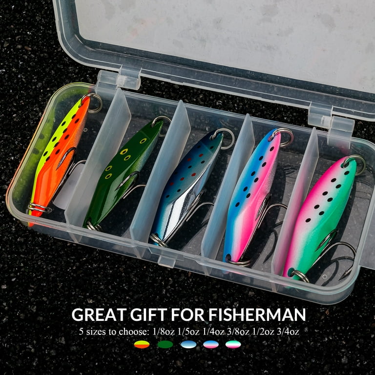 THKFISH Fishing Lures Trout Lures Fishing Spoons Lures for Trout Pike Bass  Crappie Walleye Color C 3/4oz 5pcs 