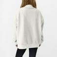 thumbnail image 4 of Half Zip Fleece Sweatshirt Womens Oversized Fit Casual Warm Long Sleeve Sherpa Lapel Pullover Sweater Tops 2025 (XL, White), 4 of 7