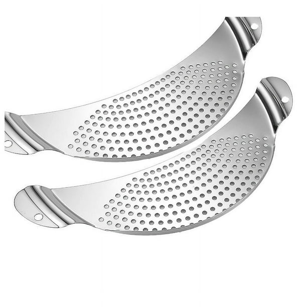 2 Pieces Pot Strainer Stainless Steel Crescent Pot Strainer with Handle