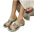 thumbnail image 4 of Summer Sandals For Women Wedge Thick Heel Open Toe Slip-on Round Toe Slides Slippers Casual Summer Beach Outdoor Footwear Dressy Sandals 9, 4 of 6