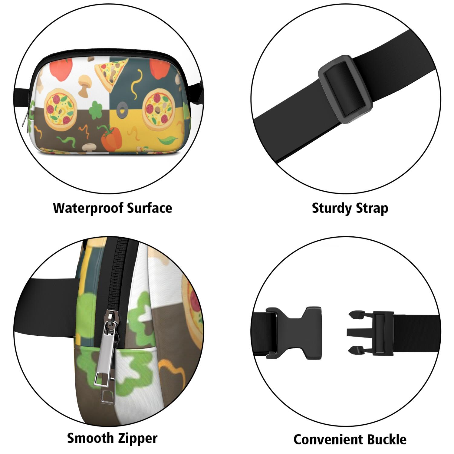 Waist Bag for Sports Enthusiasts Commuters Waist Bag & Hip Bum Bag with Adjustable Strap for Outdoors Workout Traveling Pizza Sporty Waist Pack