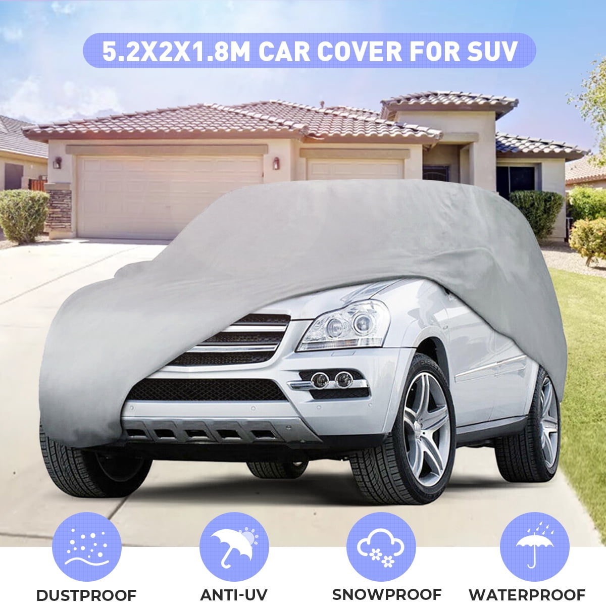All Weather Full Car Covers Dustproof Scratch Resistant Outdoor Waterproof UV Protection Cover Aluminium Film Car Cover for Toyota Prius 185 L x 70 W x 59 H