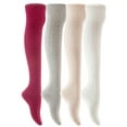 thumbnail image 5 of Women's 4 Pairs Awesome, Super Durable, Comfortable, Soft Thigh High Cotton Boot Socks M1024 Size 6-9(Beige,Light Grey,Wine,White), 5 of 5