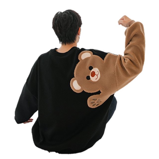 Sudadera de Lana de Cordero Bordada con Osito Lindo