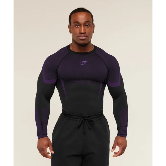 GYMS Men's Long-Sleeve Sports Fitness Quick-Dry Breathable Elastic Round-Neck Short-Sleeve Tight Training Shirt