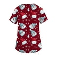 thumbnail image 5 of Garbnen Scrub Tops Women Plus Size Merry Christmas Women Scrub Tops Short Sleeve V Neck Snowman Print Nurse Uniforms with Pockets, 5 of 6