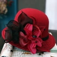 thumbnail image 4 of MEICHEN Vintage Wool Cloche Hat for Women Fashion Winter Floral Round Bucket Hat Womens Solid Color Bowler Hat, 4 of 5