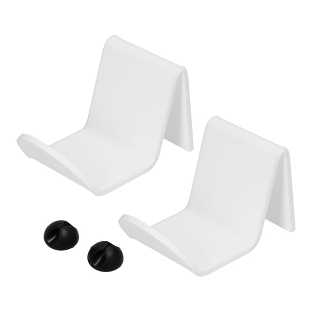 Soporte para mando de juego de 2 piezas, acrílico blanco, duradero, con abrazadera de alambre para organizar auriculares.