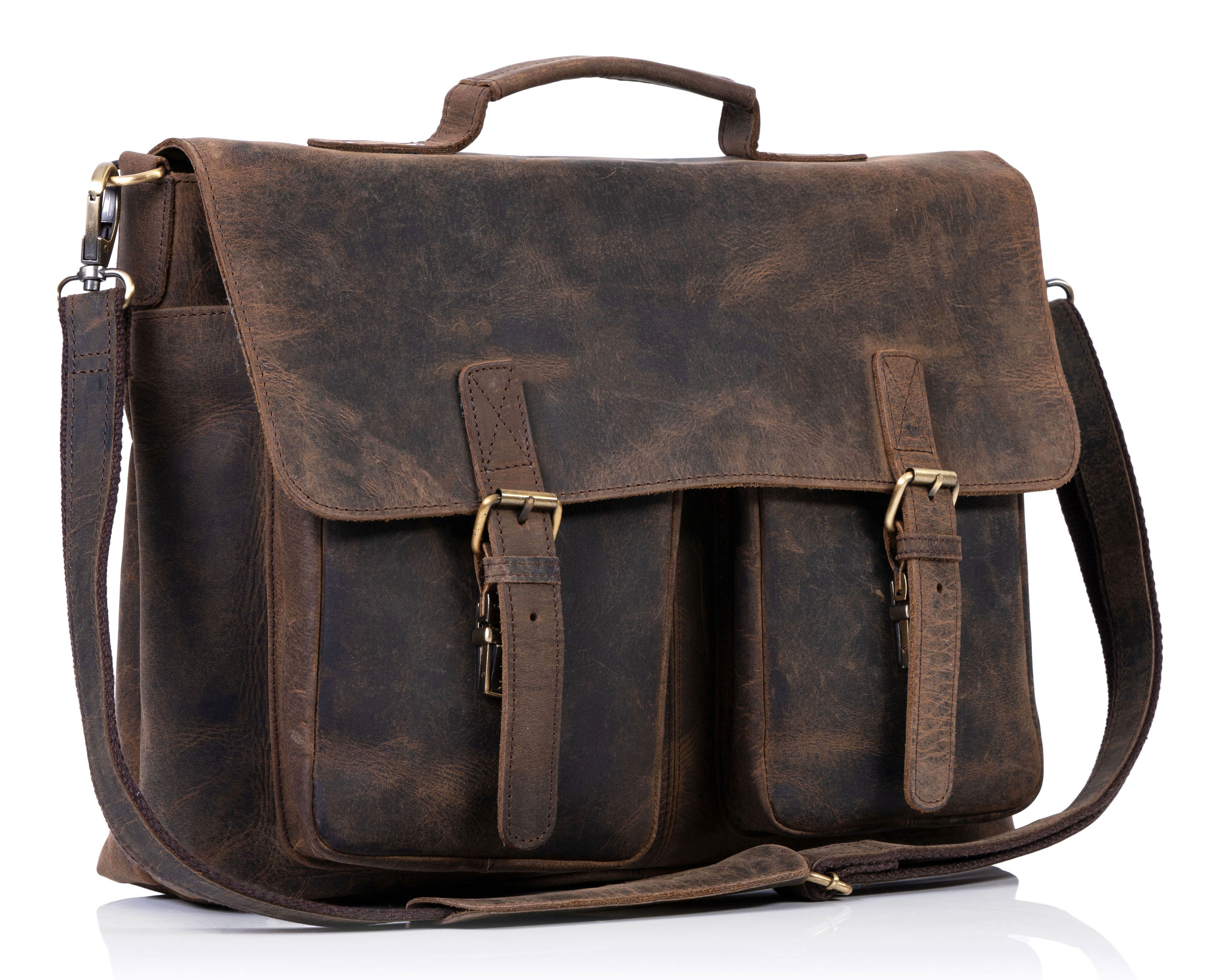 POLO Videng Genuine Leather Briefcase for Men Laptop Messenger Bag Handmade Business Tote Bag