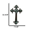 thumbnail image 2 of Rustic Southwestern Fleur De Lis French Lily Turquoise Gems Christian Wall Cross, 2 of 9