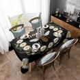 thumbnail image 4 of Black Daisy Bees Rectangle Tablecloth, Spring Farmhouse Honey Floral Rings Waterproof & StainResistant Tablecloth, Washable Oil-proof Table Cover for Dining/Party/Wedding/Camping/Buffet 52x70 In, 4 of 9