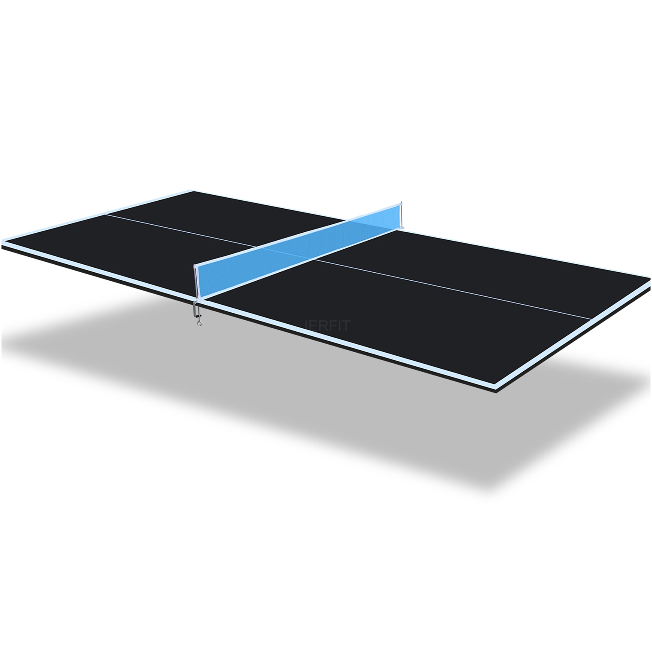 JERFIT 8ft Foldable Ping Pong Table Top, Portable MDF Conversion Top for Indoor Outdoor Table Tennis Games, Includes Net & Posts, Black