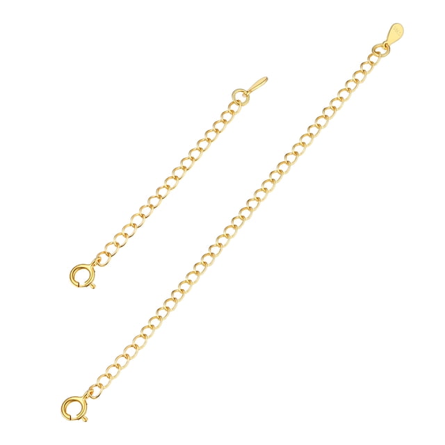 PROSTEEL Extensor de plata esterlina 925 para collares 2 piezas Cadena de extensión chapada en oro para collar Pulsera Tobillera con Cierre de anillo de resorte (2 / 4 pulgadas)